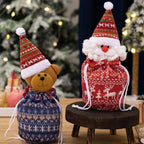 Christmas Knitted Gift Bags Set Apple Doll Elk Santa Bear Design Candy Storage Xmas Party Favors New Year Holiday Gifts