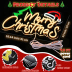 Merry Christmas Neon Sign-10 Adjustable Brightness LED Christmas Decorations Light up Wall Decor with 9.8 FT USB Power Cord Wall Neon Light for Windows, Living Room, Bedroom, Party, Gifts, New Year Christmas Wall Art Unique Christmas Gift