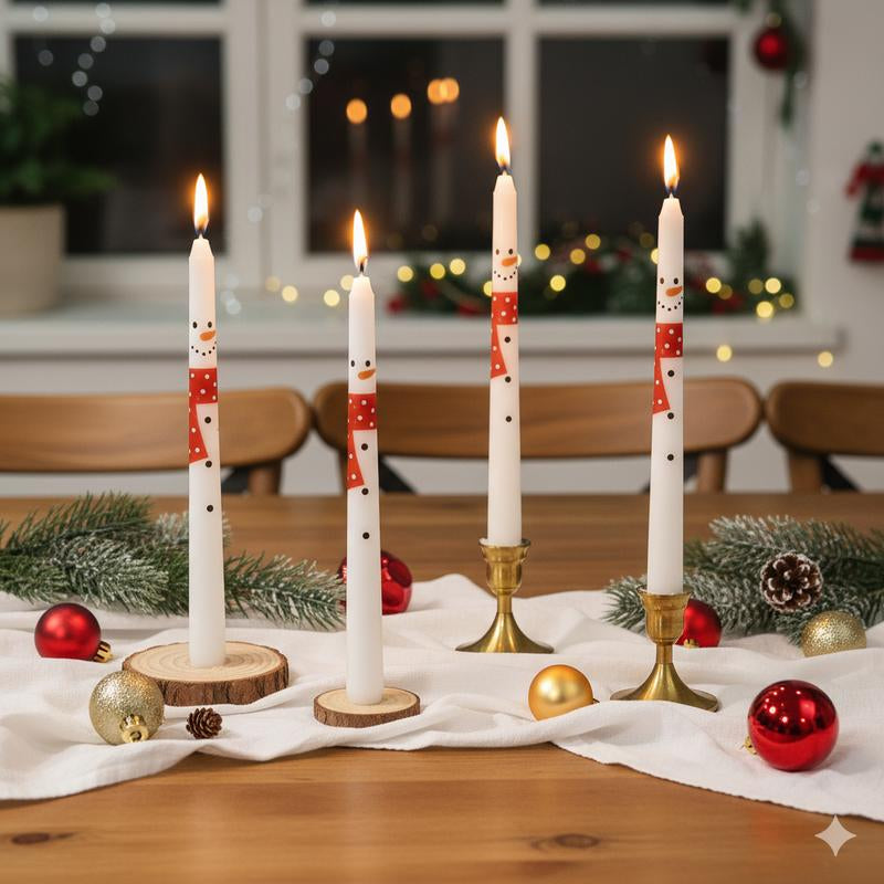 2 Pack Christmas Taper Candles 10 Inch Unscented Candlesticks with Holiday Icons for Table Decor Mixed Candle Warmer Lamp Classic Design Long Lasting Burn - Ornaments