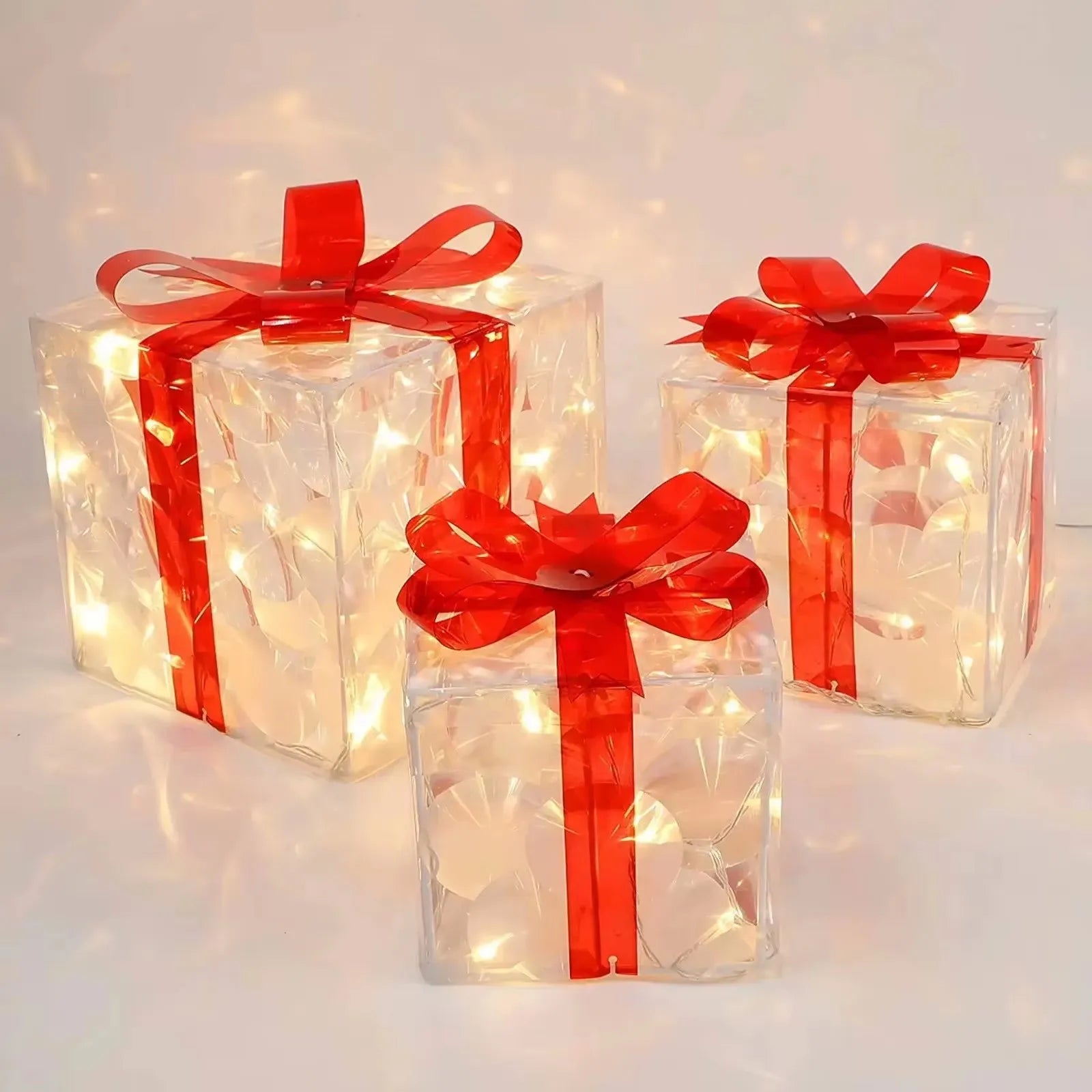 Illuminate Your Holidays with the Christmas Glowing Gift Box Ornament - Perfect Outdoor Decor for Xmas & New Year 2024!