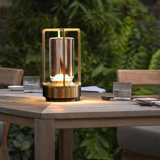 Portable Metal Table Lamp, 1 Count Rechargeable LED Crystal Lantern Lamp, 3 Color Stepless Dimming Touch, Table Light for Bedroom Restaurant Coffee Shop