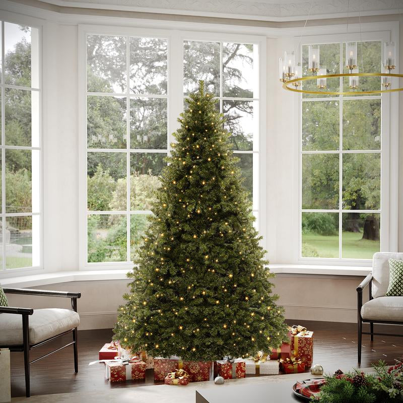 YITAHOME 6/7.5 FT Green Prelit Artificial Christmas Tree(With Lights), with 3 Lighting Colors, 11 Lighting Modes, with PVC Branch Tips