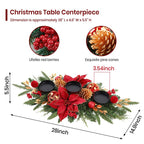 Shareconn 28"/36" Christmas Centerpiece with 3 Candle Holders Trays Dining Table Decoration with Baubles Pine Cones Red Berries Spruce Branches Flower for Indoor Home Party Table Holiday Decor