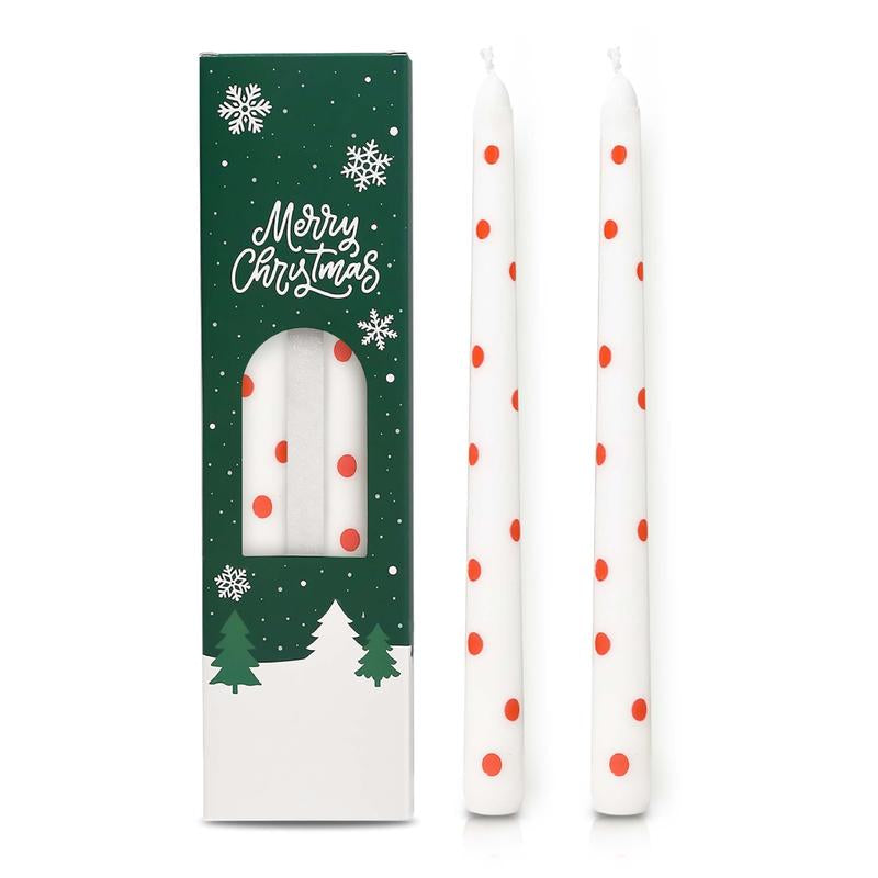 2 Pack Christmas Taper Candles 10 Inch Unscented Candlesticks with Holiday Icons for Table Decor Mixed Candle Warmer Lamp Classic Design Long Lasting Burn - Ornaments