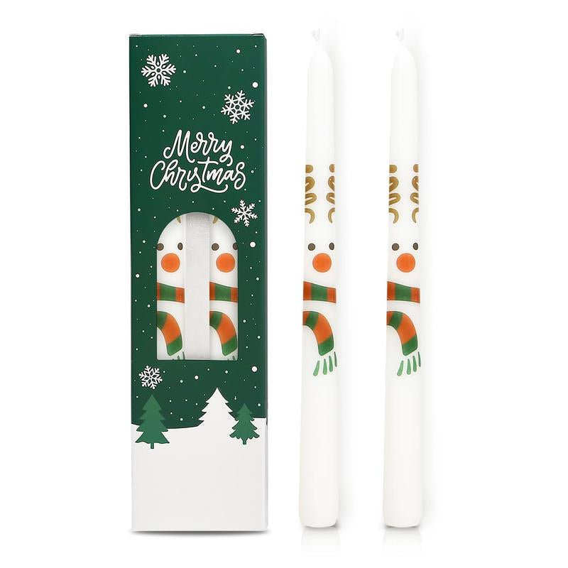 2 Pack Christmas Taper Candles 10 Inch Unscented Candlesticks with Holiday Icons for Table Decor Mixed Candle Warmer Lamp Classic Design Long Lasting Burn - Ornaments