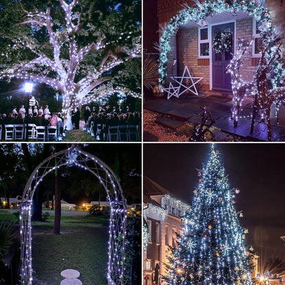 JMEXSUSS 2 Pack Solar Christmas Lights Outdoor Waterproof, Each 33FT 100 LED Solar Fairy Lights 8 Modes for Yard Patio Tree Christmas Decorations