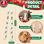 2 Pack Christmas Taper Candles 10 Inch Unscented Candlesticks with Holiday Icons for Table Decor Mixed Candle Warmer Lamp Classic Design Long Lasting Burn - Ornaments