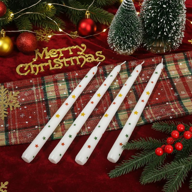 2 Pack Christmas Taper Candles 10 Inch Unscented Candlesticks with Holiday Icons for Table Decor Mixed Candle Warmer Lamp Classic Design Long Lasting Burn - Ornaments