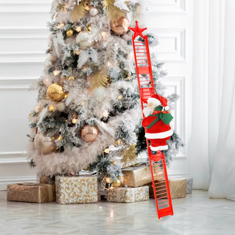 2024 Musical Santa Claus Doll Climbing Ladder - Festive Christmas Tree Ornament & Perfect Kids Gift for the Holidays!