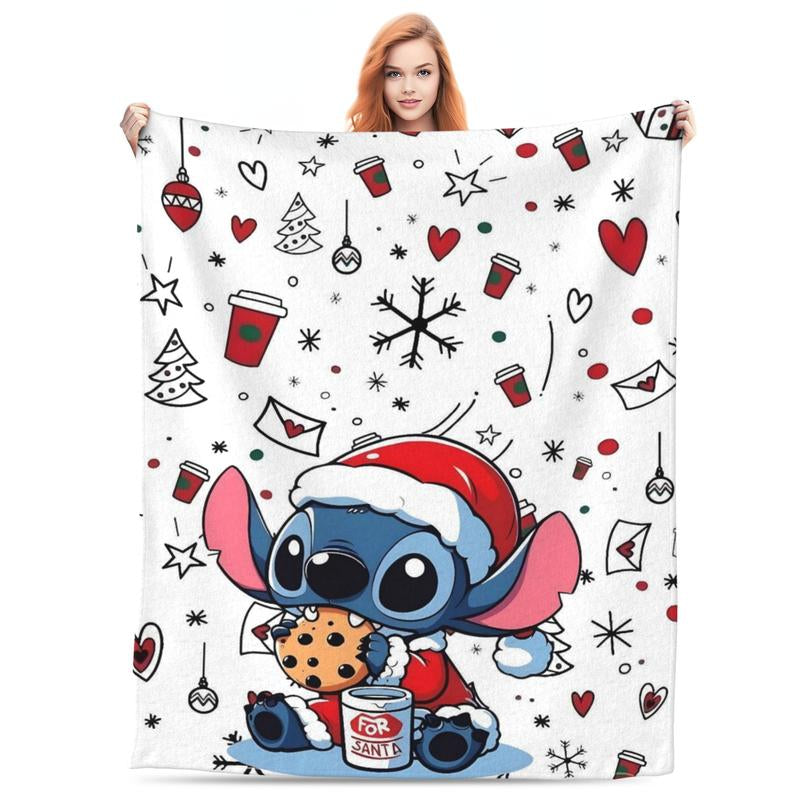 DISNEY CLASSIC Lilo & Stitch Christmas Cute Stitch Soft Throw Blanket - Cozy Plush Holiday Blanket for Bedroom, Sofa, Christmas Decor & Gift