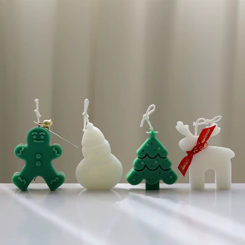 Festive Gingerbread Man & Elk Candle Mold - DIY Aromatherapy Crafts for Unique Christmas Gifts