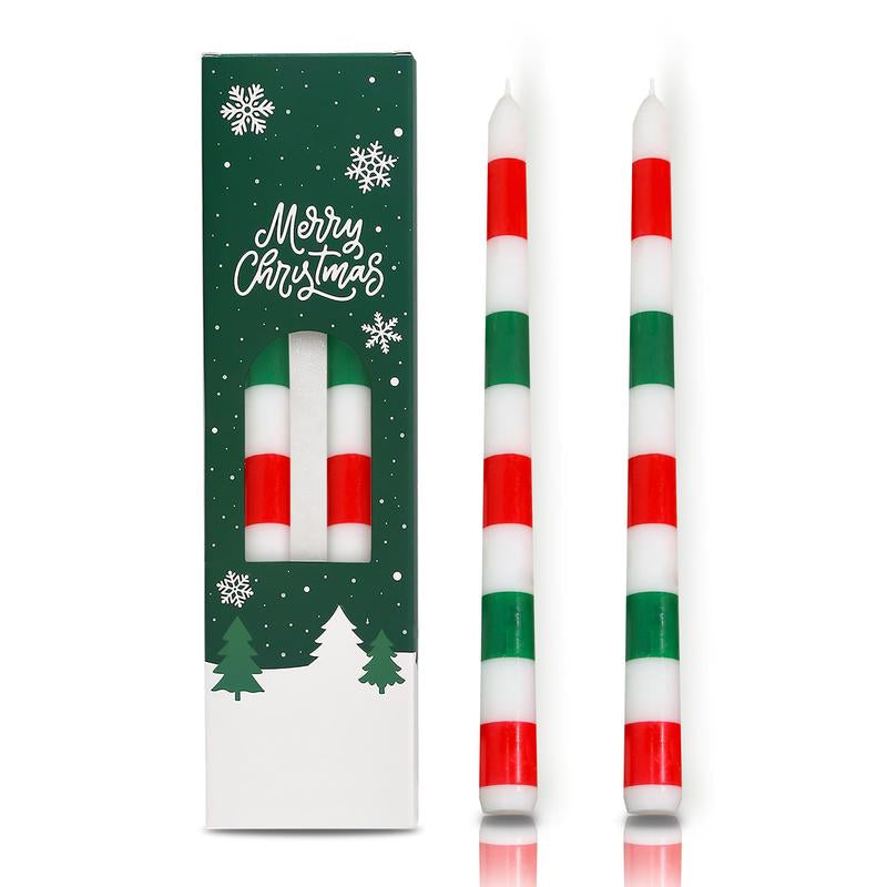 2 Pack Christmas Taper Candles 10 Inch Unscented Candlesticks with Holiday Icons for Table Decor Mixed Candle Warmer Lamp Classic Design Long Lasting Burn - Ornaments