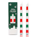 2 Pack Christmas Taper Candles 10 Inch Unscented Candlesticks with Holiday Icons for Table Decor Mixed Candle Warmer Lamp Classic Design Long Lasting Burn - Ornaments