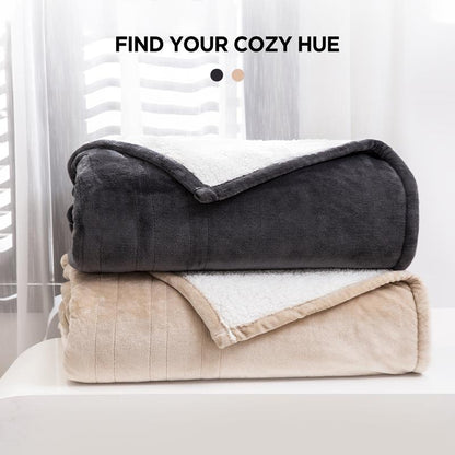 Warmrest Electric Blanket, Reversible Flannel and Lambswool Blanket, 6 Levels of Heating and 4H Auto Off, Overheat Protection, Machine Washable