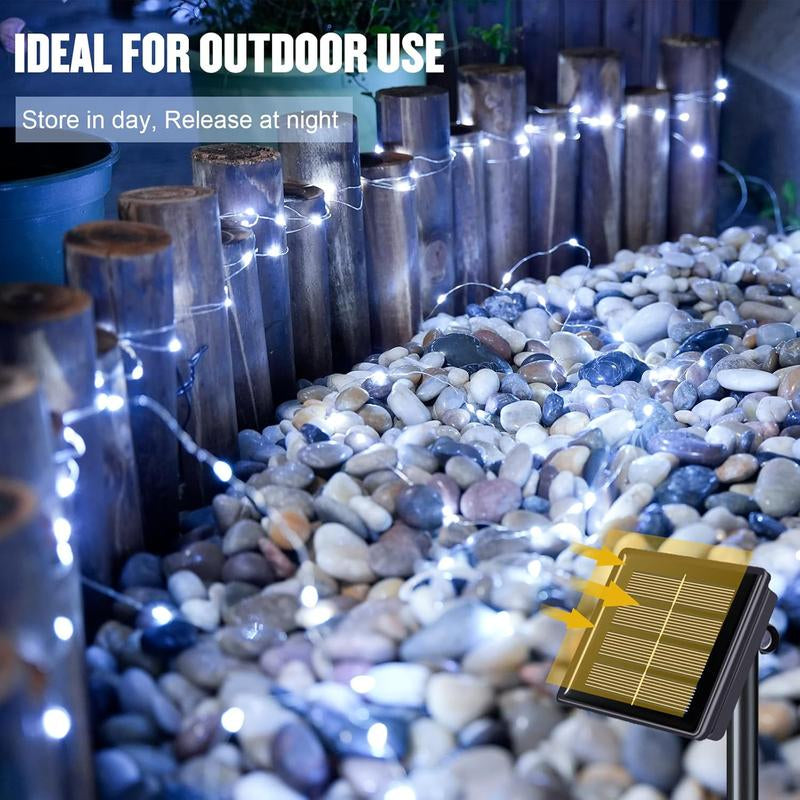 JMEXSUSS 2 Pack Solar Christmas Lights Outdoor Waterproof, Each 33FT 100 LED Solar Fairy Lights 8 Modes for Yard Patio Tree Christmas Decorations