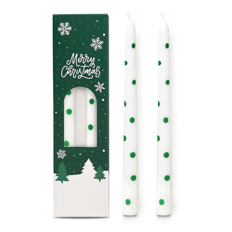 2 Pack Christmas Taper Candles 10 Inch Unscented Candlesticks with Holiday Icons for Table Decor Mixed Candle Warmer Lamp Classic Design Long Lasting Burn - Ornaments