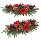 Shareconn 28"/36" Christmas Centerpiece with 3 Candle Holders Trays Dining Table Decoration with Baubles Pine Cones Red Berries Spruce Branches Flower for Indoor Home Party Table Holiday Decor