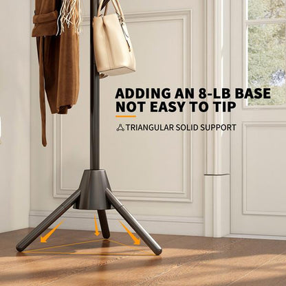 Meshimec Heavy Duty Coat Rack 8 Hooks Purse Rack Organizer | 8LB Stable Base Metal Hanger | Black for Winter Coats/Bags/Hats Room Decor Christmas Tree for Girls Gift