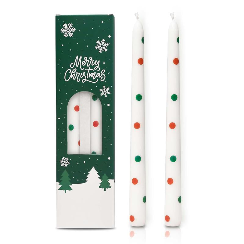 2 Pack Christmas Taper Candles 10 Inch Unscented Candlesticks with Holiday Icons for Table Decor Mixed Candle Warmer Lamp Classic Design Long Lasting Burn - Ornaments