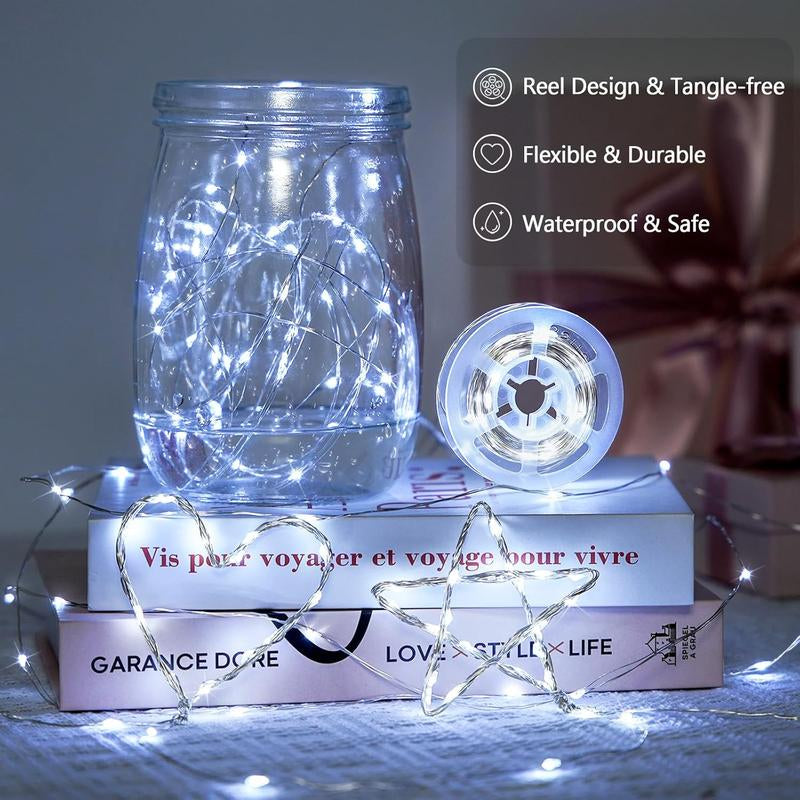 JMEXSUSS 2 Pack Solar Christmas Lights Outdoor Waterproof, Each 33FT 100 LED Solar Fairy Lights 8 Modes for Yard Patio Tree Christmas Decorations