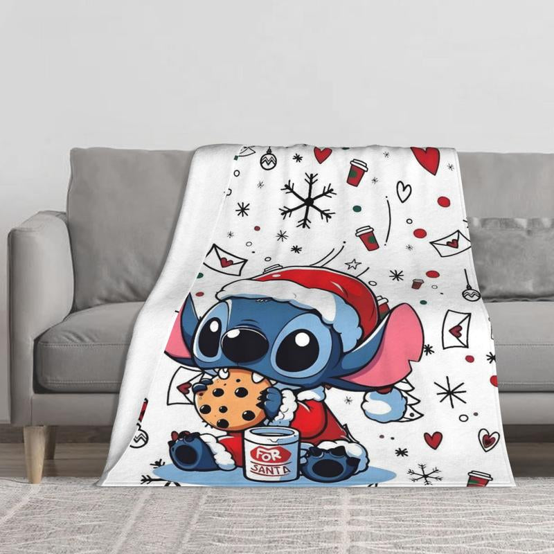 DISNEY CLASSIC Lilo & Stitch Christmas Cute Stitch Soft Throw Blanket - Cozy Plush Holiday Blanket for Bedroom, Sofa, Christmas Decor & Gift