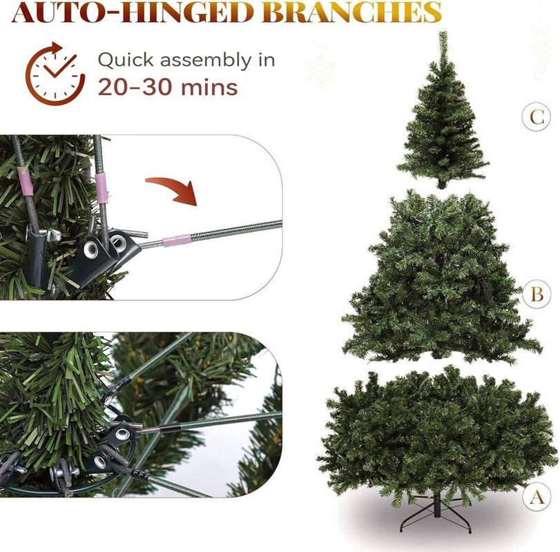 YITAHOME 6/7.5 FT Green Prelit Artificial Christmas Tree(With Lights), with 3 Lighting Colors, 11 Lighting Modes, with PVC Branch Tips