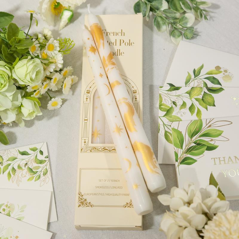 2 Pack Christmas Taper Candles 10 Inch Unscented Candlesticks with Holiday Icons for Table Decor Mixed Candle Warmer Lamp Classic Design Long Lasting Burn - Ornaments