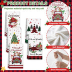 5Pcs Christmas Kitchen Towel Dish Towels and Dishcloths Merry Christmas Tree Reindeer Truck Santa Claus Cartoon Design 15 X 23 Inch Holiday Home Indoor Bathroom Party Noel Decorations Hand Towels Gift Supplies