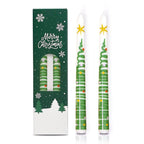 2 Pack Christmas Taper Candles 10 Inch Unscented Candlesticks with Holiday Icons for Table Decor Mixed Candle Warmer Lamp Classic Design Long Lasting Burn - Ornaments