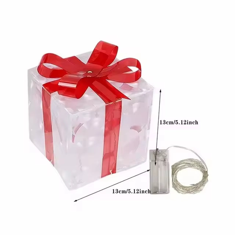 Illuminate Your Holidays with the Christmas Glowing Gift Box Ornament - Perfect Outdoor Decor for Xmas & New Year 2024!