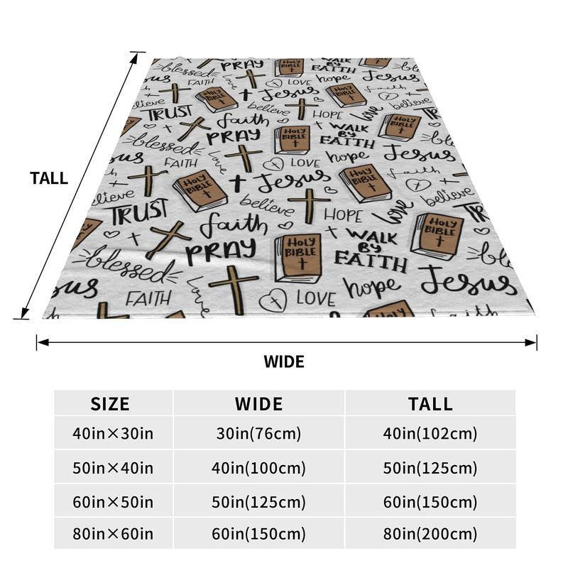 Super Soft Christian Bible Jesus Throw Blanket Premium Fleece Lightweight Christianity Scripture Bed Blanket Cozy Warm Blankets
