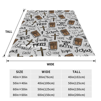 Super Soft Christian Bible Jesus Throw Blanket Premium Fleece Lightweight Christianity Scripture Bed Blanket Cozy Warm Blankets