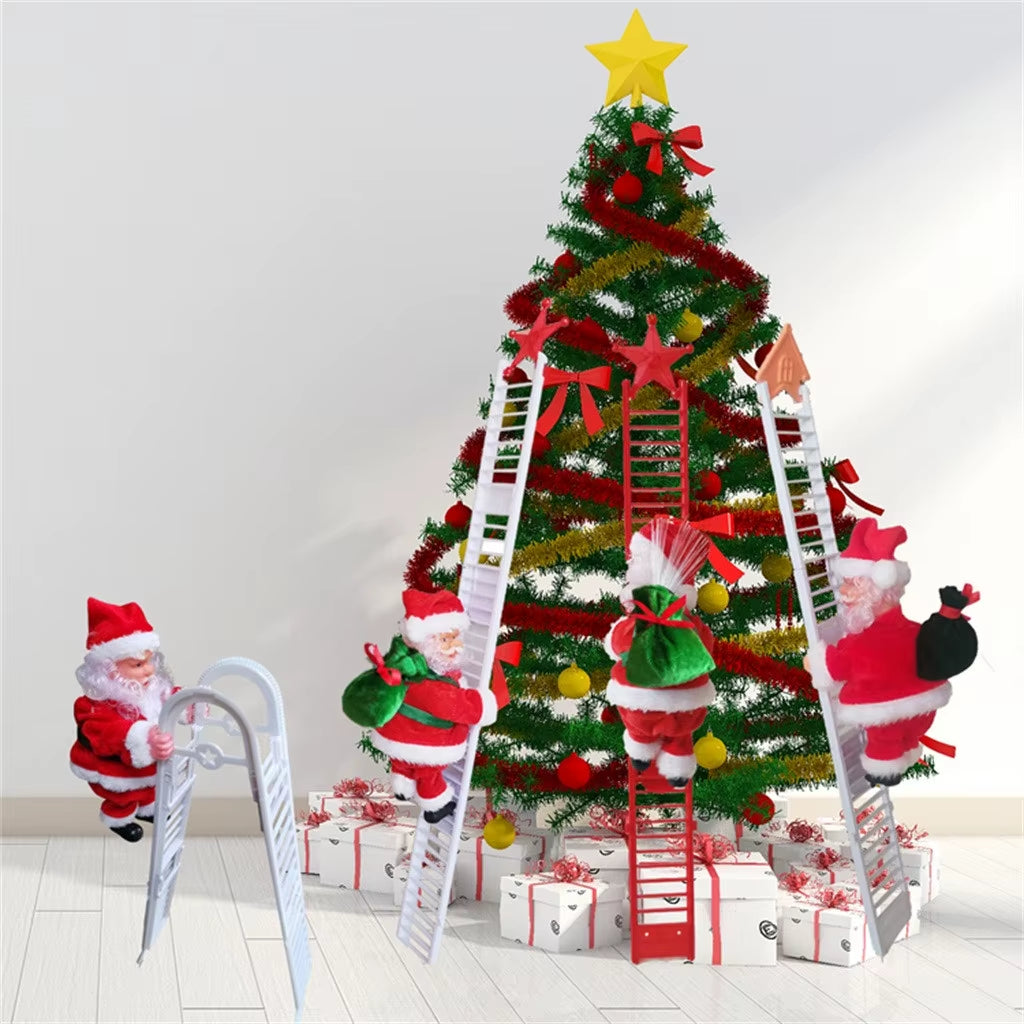2024 Musical Santa Claus Doll Climbing Ladder - Festive Christmas Tree Ornament & Perfect Kids Gift for the Holidays!