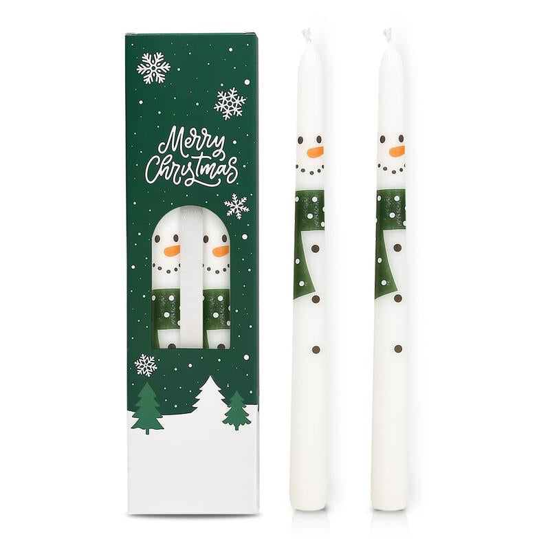 2 Pack Christmas Taper Candles 10 Inch Unscented Candlesticks with Holiday Icons for Table Decor Mixed Candle Warmer Lamp Classic Design Long Lasting Burn - Ornaments