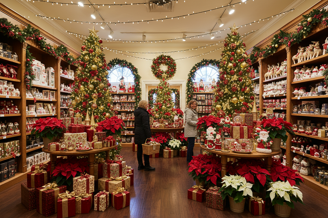 decoracion de una tienda navideña