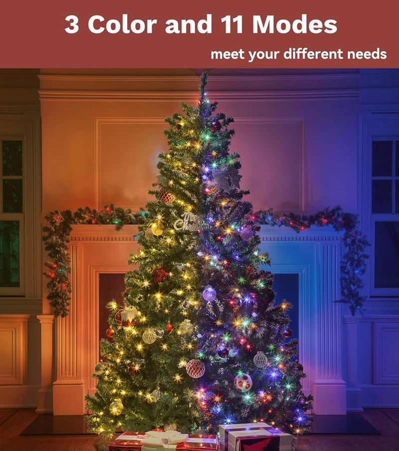 YITAHOME 6/7.5 FT Green Prelit Artificial Christmas Tree(With Lights), with 3 Lighting Colors, 11 Lighting Modes, with PVC Branch Tips