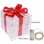 Illuminate Your Holidays with the Christmas Glowing Gift Box Ornament - Perfect Outdoor Decor for Xmas & New Year 2024!