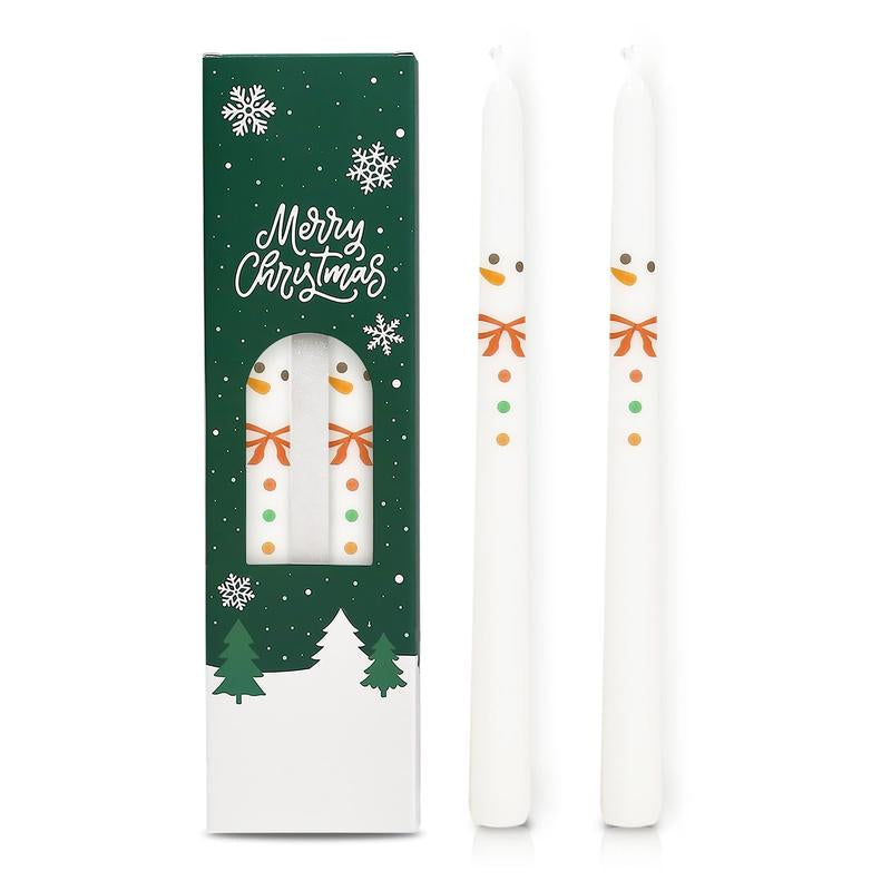 2 Pack Christmas Taper Candles 10 Inch Unscented Candlesticks with Holiday Icons for Table Decor Mixed Candle Warmer Lamp Classic Design Long Lasting Burn - Ornaments
