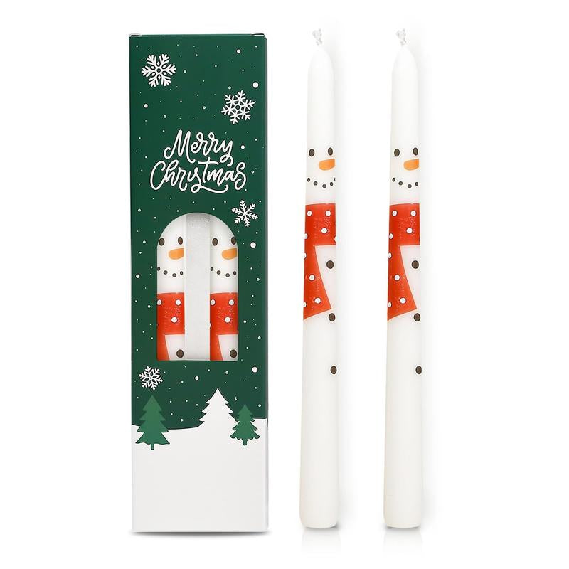 2 Pack Christmas Taper Candles 10 Inch Unscented Candlesticks with Holiday Icons for Table Decor Mixed Candle Warmer Lamp Classic Design Long Lasting Burn - Ornaments