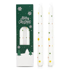2 Pack Christmas Taper Candles 10 Inch Unscented Candlesticks with Holiday Icons for Table Decor Mixed Candle Warmer Lamp Classic Design Long Lasting Burn - Ornaments