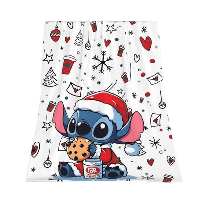 DISNEY CLASSIC Lilo & Stitch Christmas Cute Stitch Soft Throw Blanket - Cozy Plush Holiday Blanket for Bedroom, Sofa, Christmas Decor & Gift