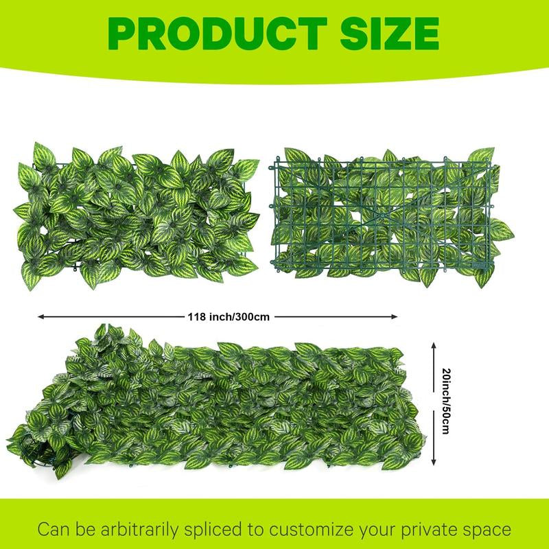 Sinsoledad Lush Artificial Ivy Privacy Fence Screen, 20"X118" - Expandable & Easy-To-Clean Faux Hedge with Zip Ties for Outdoor Garden Decor, Wall Shielding & Christmas Ambiance, Christmas Decor