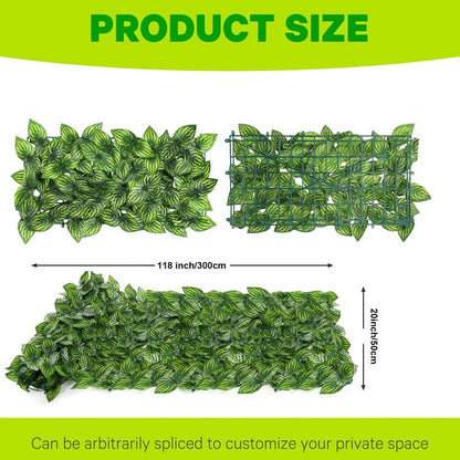 Sinsoledad Lush Artificial Ivy Privacy Fence Screen, 20"X118" - Expandable & Easy-To-Clean Faux Hedge with Zip Ties for Outdoor Garden Decor, Wall Shielding & Christmas Ambiance, Christmas Decor